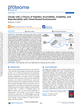 Cloudy with a Chance of Peptides: Accessibility, Scalability, and Reproducibility with Cloud-Hosted Environments Benjamin A
