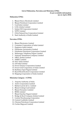 List of Navratna Cpses