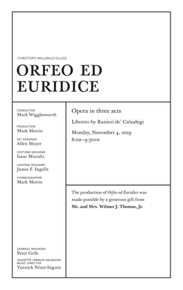 Orfeo Ed Euridice