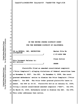 In Re Nuvelo, Inc. Securities Litigation 07-CV-04056-Order