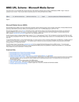 MMS URL Scheme - Microsoft Media Server
