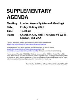 (Public Pack)Supplementary Papers Agenda Supplement for London