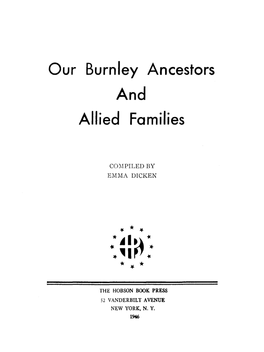 Our Burnley Ancestors and Allied Families