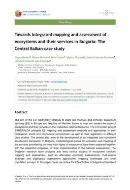 Towards Integrated Mapping and Assessment of Ecosystems and Their Services in Bulgaria: the Central Balkan Case Study