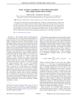 Parity Anomaly Cancellation in Three-Dimensional QED with a Single Massless Dirac Fermion