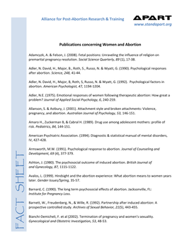 Publications Concerning Women and Abortion