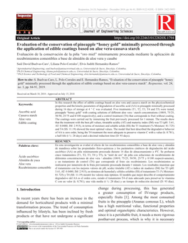 Evaluation of the Conservation of Pineapple “Honey Gold” Minimally