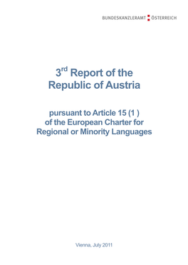 3Rd Report of the Republic of Austria European Charter for Regional Or Minority Languages