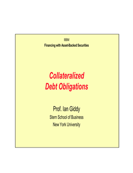 Collateralized Debt Obligations