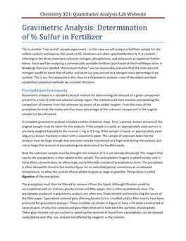 Determination of % Sulfur in Fertilizer