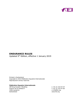 Rules for Endurance Events, Effective 2007