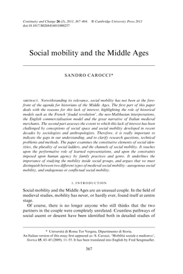 Social Mobility and the Middle Ages