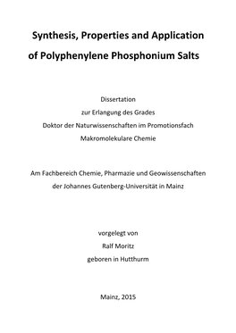 Synthesis, Properties and Application of Polyphenylene Phosphonium Salts