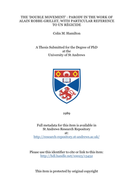 Colin M. Hamilton Phd Thesis