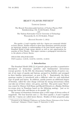 Heavy Flavor Physics∗