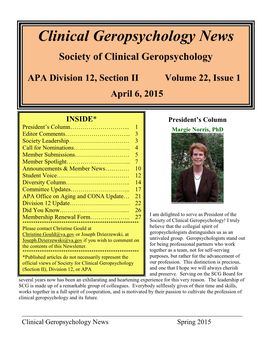 Clinical Geropsychology News