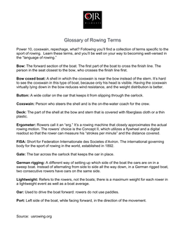 Glossary of Rowing Terms