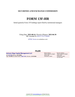 Intrinsic Edge Capital Management LLC Form 13F