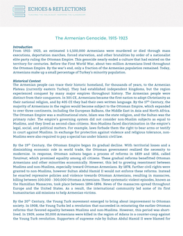 The Armenian Genocide, 1915-1923