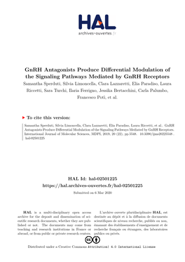 Gnrh Antagonists Produce Differential Modulation of The