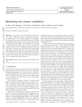 ASTRONOMY and ASTROPHYSICS Dissolving Star Cluster Candidates