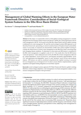 Management of Global Warming Effects in the European Water Framework Directive: Consideration of Social–Ecological System Features in the Elbe River Basin District