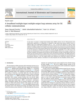 A Broadband Multiple-Input Multiple-Output Loop Antenna Array for 5G Cellular Communications