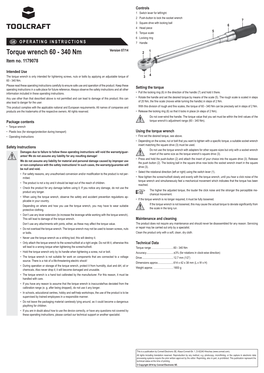 Torque Wrench 60 - 340 Nm 2 1 Item No