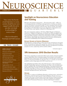 Sfn Announces 2010 Election Results Spotlight on Neuroscience