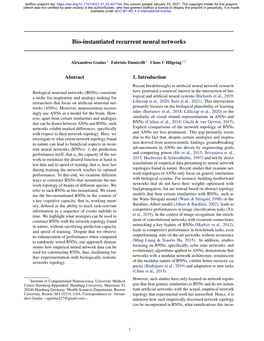 Bio-Instantiated Recurrent Neural Networks