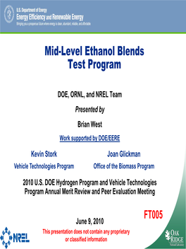 Mid-Level Ethanol Blends Test Program