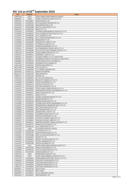 RIS List As of 02 September 2016