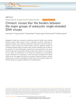 Chimeric Viruses Blur the Borders Between the Major Groups of Eukaryotic Single-Stranded DNA Viruses