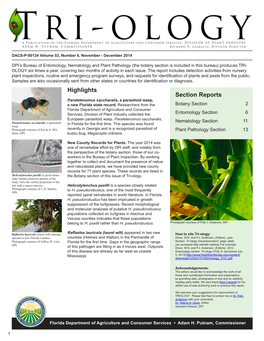 Highlights Section Reports Paratelenomus Saccharalis, a Parasitoid Wasp, a New Florida State Record