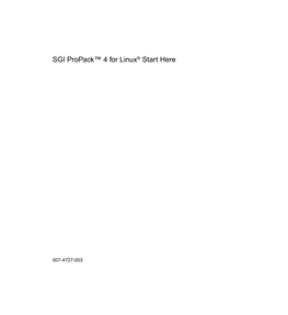 SGI Propack™ 4 for Linux® Start Here