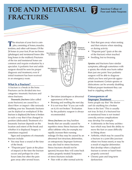 Toe and Metatarsal Fractures