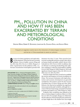 Pollution in China and How It Has Been Exacerbated by Terrain and Meteorological Conditions