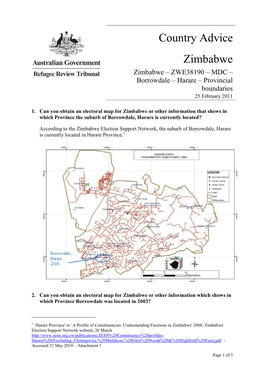 Borrowdale – Harare – Provincial Boundaries 25 February 2011