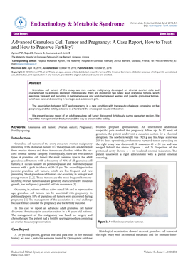 Advanced Granulosa Cell Tumor and Pregnancy