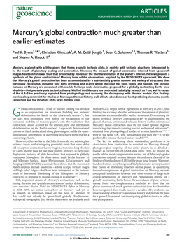 Mercury's Global Contraction Much Greater Than Earlier Estimates