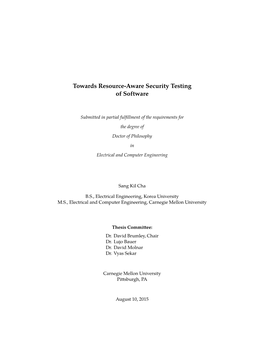 Towards Resource-Aware Security Testing of Software