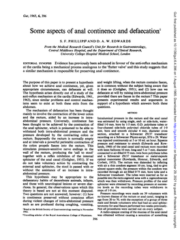 Some Aspects of Anal Continence and Defaecation1