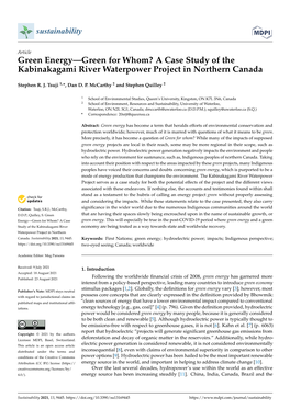 A Case Study of the Kabinakagami River Waterpower Project in Northern Canada