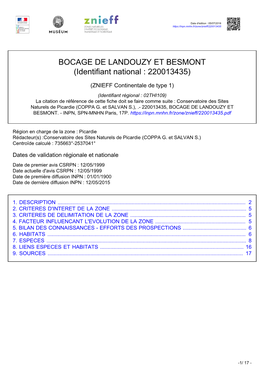 BOCAGE DE LANDOUZY ET BESMONT (Identifiant National : 220013435)