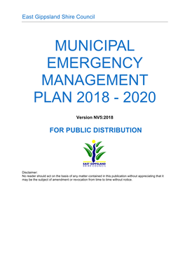 Municipal Emergency Management Plan 2018 - 2020