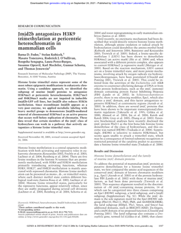 Jmjd2b Antagonizes H3K9 Trimethylation at Pericentric Heterochromatin in Mammalian Cells