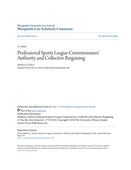 Professional Sports League Commissioners' Authority and Collective Bargaining