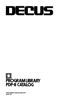 [Q] Program Library Pdp-S Catalog