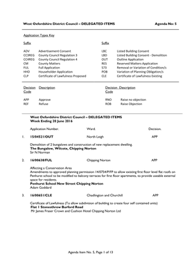 Agenda Item No. 5, Page 1 of 13 West Oxfordshire District Council