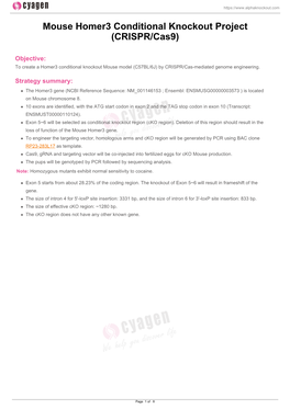 Mouse Homer3 Conditional Knockout Project (CRISPR/Cas9)